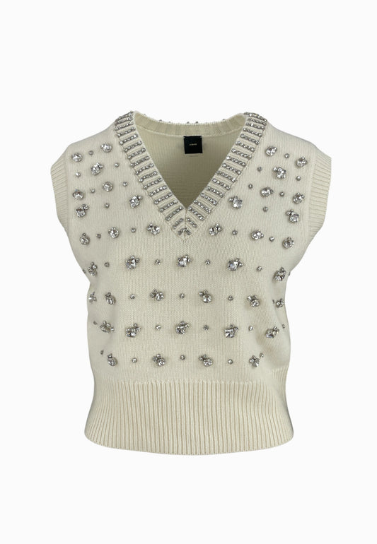 PINKO Gilet Maxi Rib PONZIANE Bianco 105639A2TR