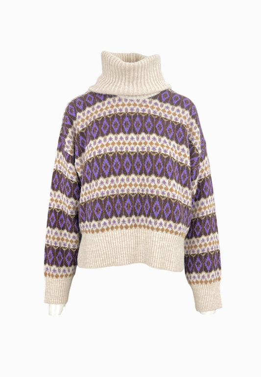LIU-JO MAGLIA DOLCEVITA VIOLET-BEIGE
