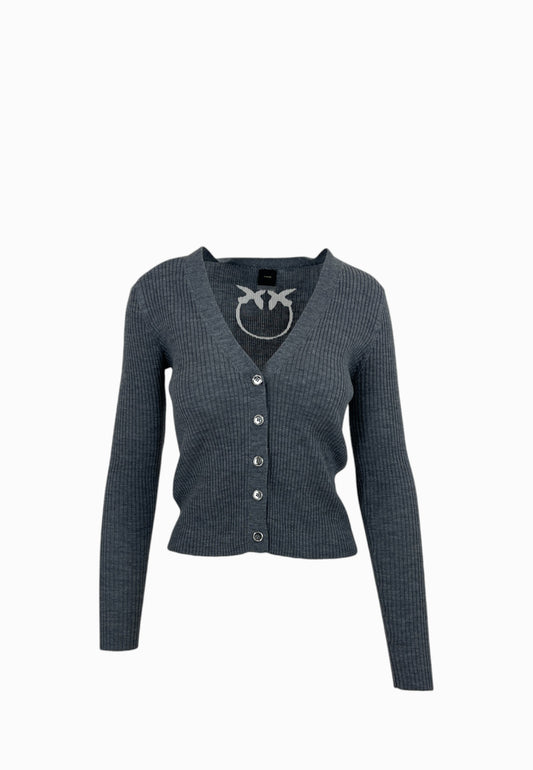 PINKO NEW TILACINO CARDIGAN LOGO GREY