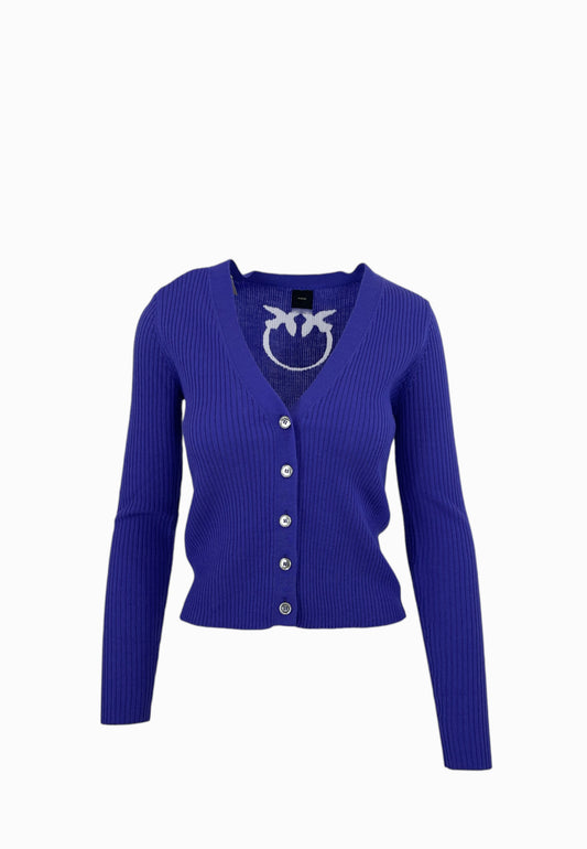PINKO NEW TILACINO CARDIGAN LOGO PURPLE