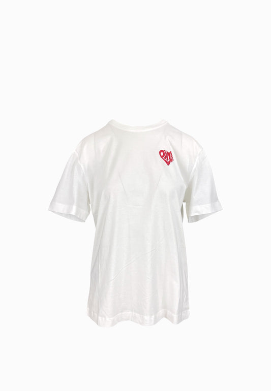 PINKO STREPITOSO T-SHIRT LOGO BIANCO ROSA