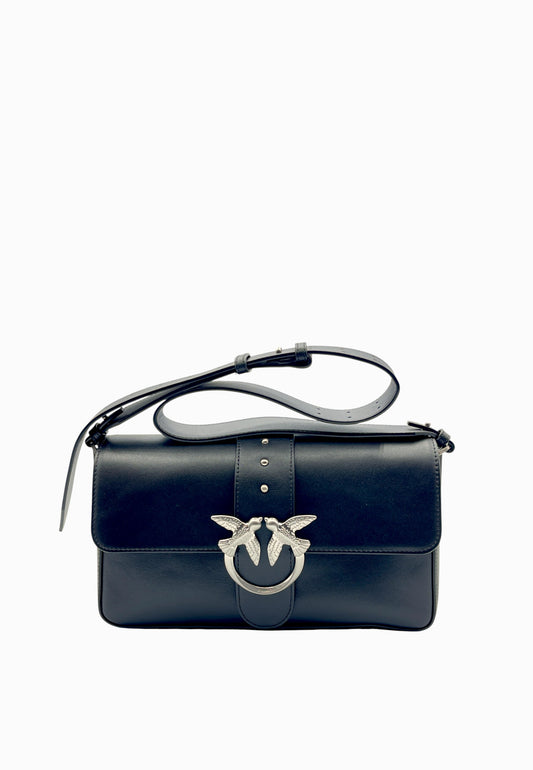 PINKO LOVE ONE CLASSIC SLOUCHY BORSA NERO ARGENTO