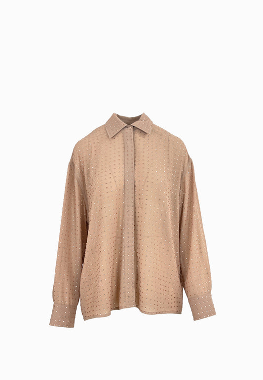 PINKO OLIVA CAMICIA FULL STRASS ROSA