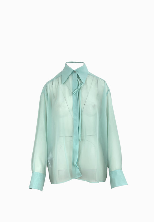 PINKO ANANAS CAMICIA CHIFFON VERDE