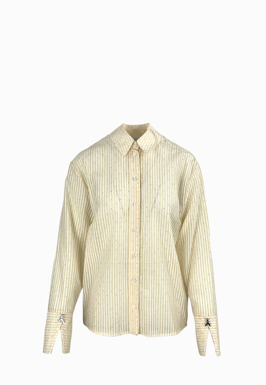 PATRIZIA PEPE CAMICIA STRASS IVORY