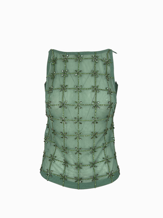 PINKO QUANDONG TOP RICAMO VERDE
