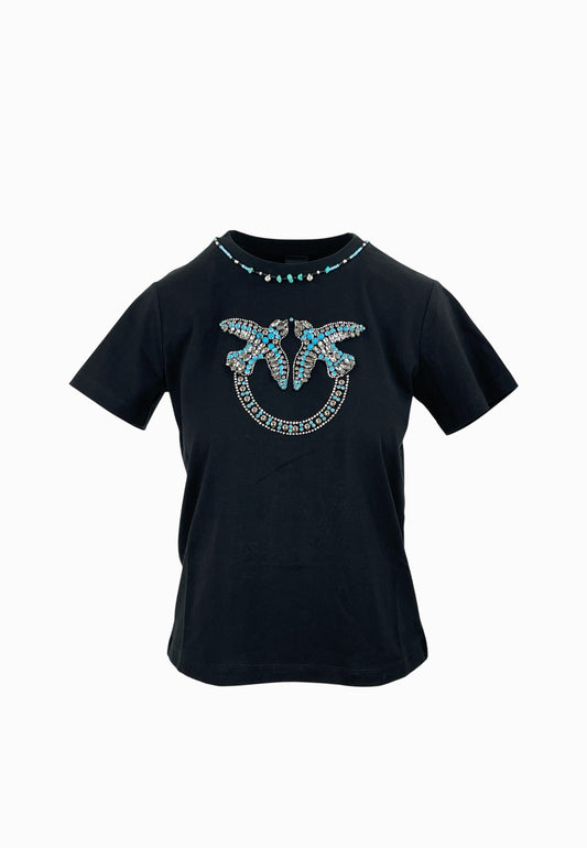 PINKO FIDENZA T-SHIRT LOGO NERO
