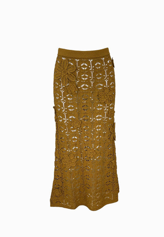 PINKO ANTHEMIS GONNA FLOWER BROWN