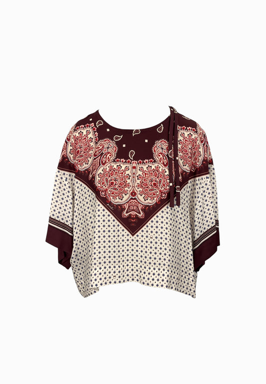 PINKO BETSY BLUSA STAMPA MULTI-BORDEAUX