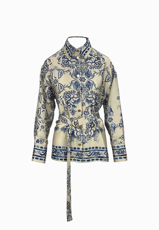 LIU-JO CAMICIA STAMPA BEIGE-BLU