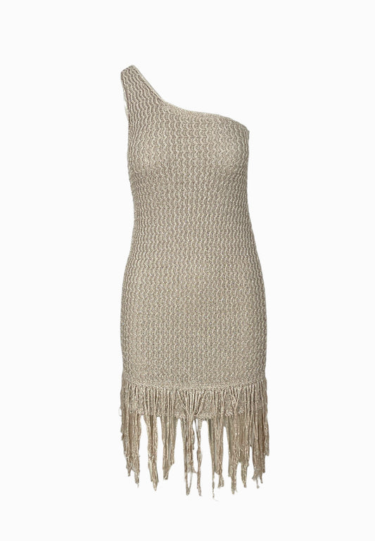 PINKO JUNIPEROS ABITO LUREX BEIGE