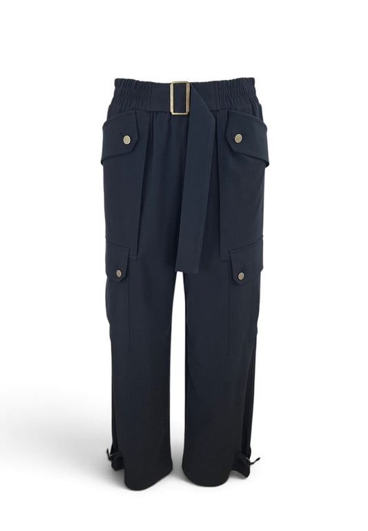 LIU-JO PANTALONE CARGO FLANELLA NERO