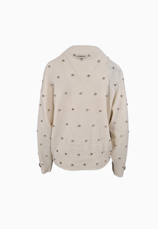 PINKO PIGOLIO PULL STRASS BIANCO