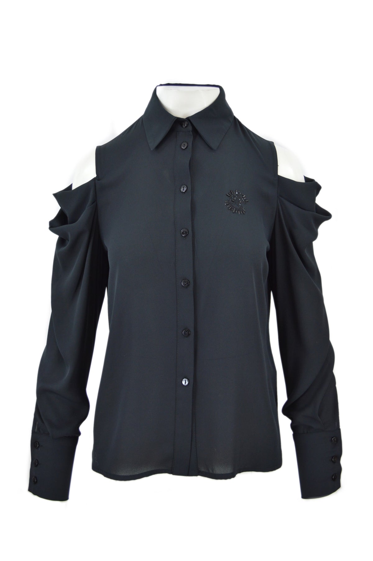 BLUSA IN GEORGETTO CON MANICA A SBUFFO E RICAMO
