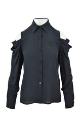 BLUSA IN GEORGETTO CON MANICA A SBUFFO E RICAMO