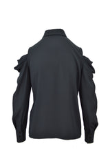 BLUSA IN GEORGETTO CON MANICA A SBUFFO E RICAMO