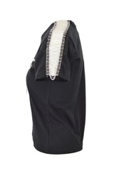 T-SHIRT IN JERSEY CON PASSAMANERIA E PENDAGLIO