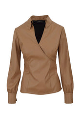 BLUSA WRAP M/LUNGA TESSUTO ECOPELLE SUPERSTRETCH