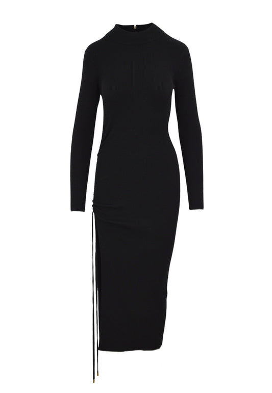 MERINO RUCHED MIDI DRESS