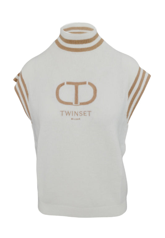 TWINSET Pullover Bianco/Marrone 242TP3373