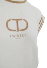 TWINSET Pullover Bianco/Marrone 242TP3373