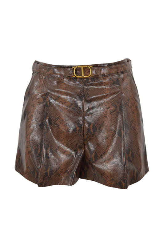 TWINSET Shorts Spalmato Marrone 242TT2231