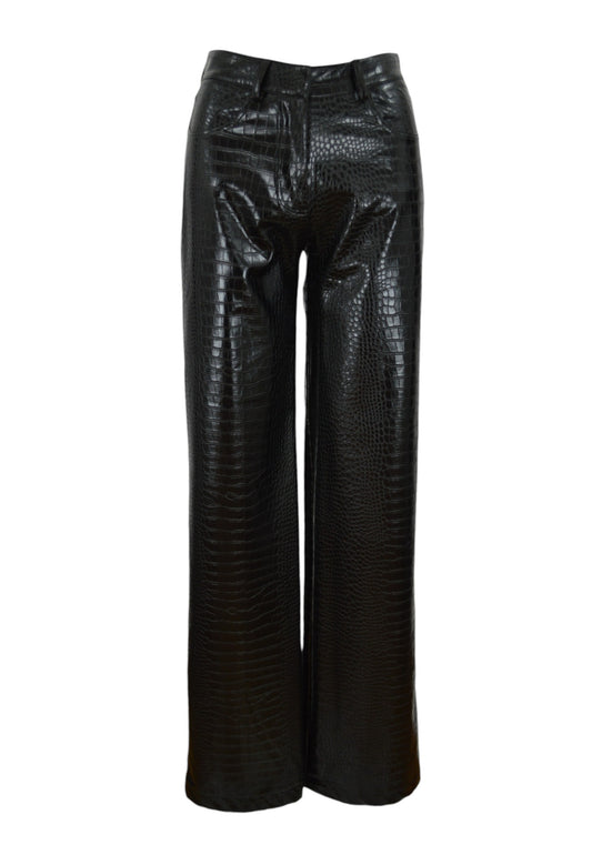 GAELLE Pantalone 5 Tasche Ecopelle Nero GAABW03156