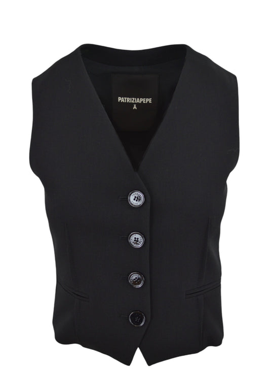 PATRIZIA PEPE GILET NERO 2C1588A481