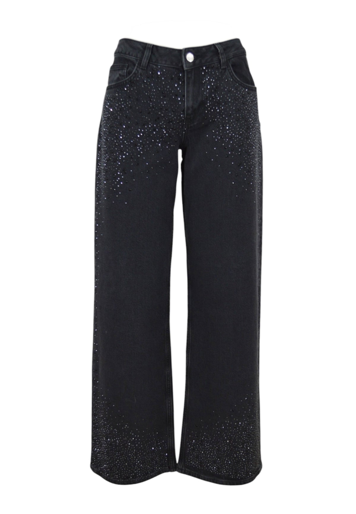 LIU-JO Pantalone Baggy Strass Nero UA5260D0248