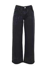 LIU-JO Pantalone Baggy Strass Nero UA5260D0248