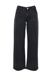 LIU-JO Pantalone Baggy Strass Nero UA5260D0248