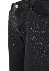 LIU-JO Pantalone Baggy Strass Nero UA5260D0248