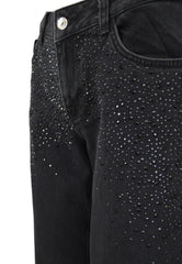 LIU-JO Pantalone Baggy Strass Nero UA5260D0248