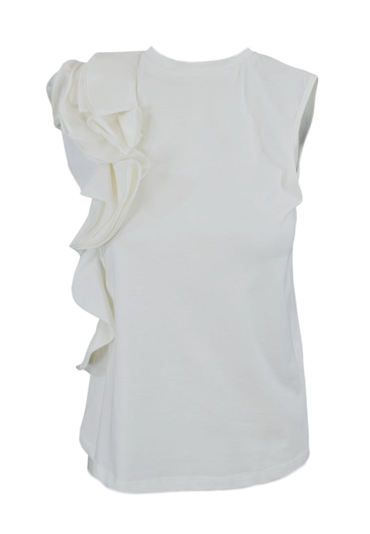 LIU-JO T-Shirt Con Volant Bianco CA5005J6308