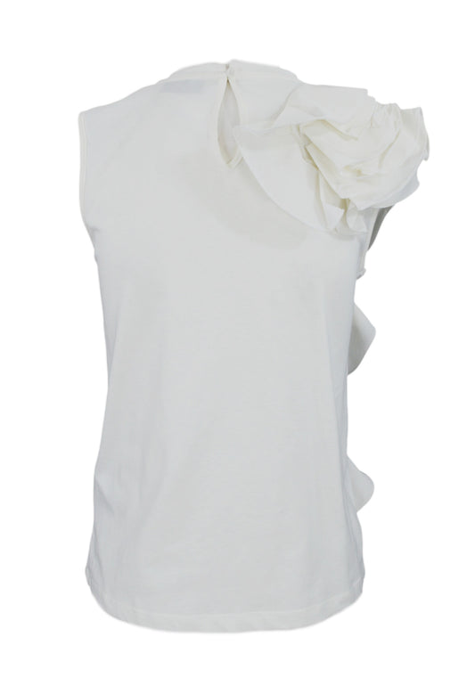 LIU-JO T-Shirt Con Volant Bianco CA5005J6308