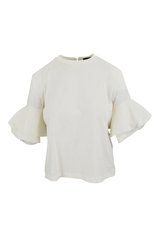LIU-JO T-Shirt Con Volant Bianco CA5006J6308