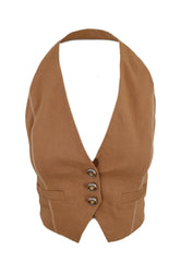 PINKO Gilet Lino CORNACCHIA Beige 104932A2EE