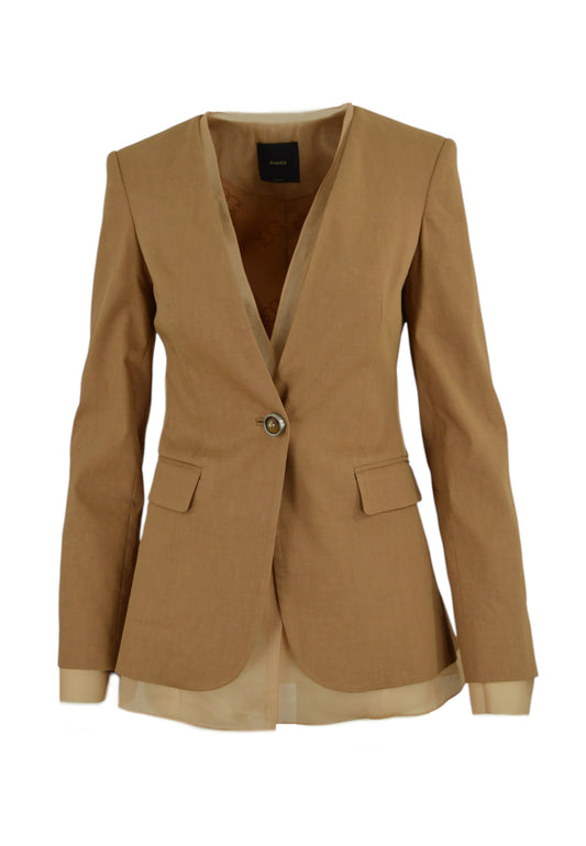 PINKO Giacca Lino GALLINA Marrone 104674A2EE