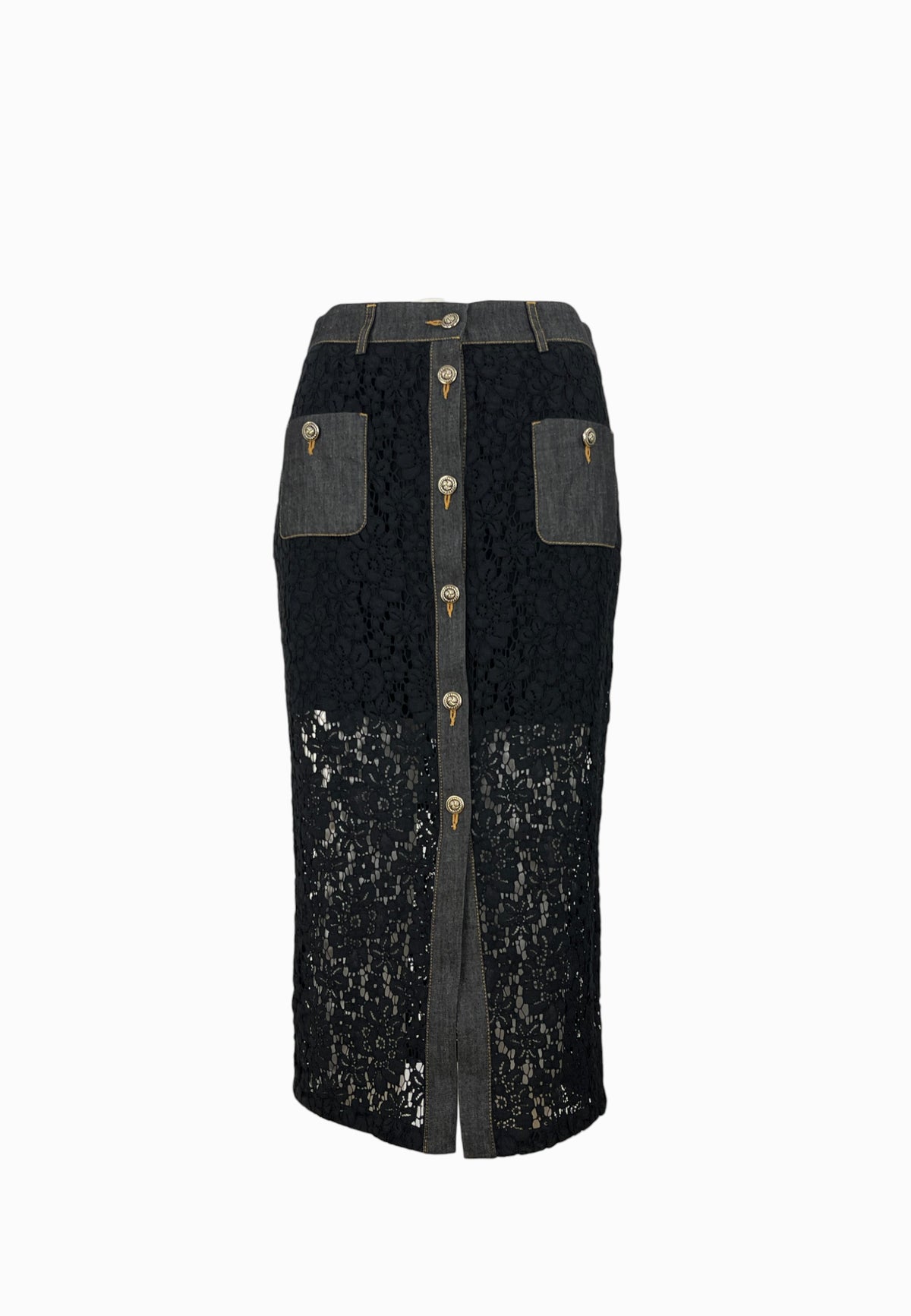 LIU-JO Gonna Longuette Nero Denim UF5207J4078