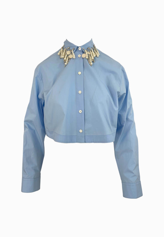 PINKO Camicia Popeline CAFFELATTE Blu 105620A2EU