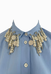 PINKO Camicia Popeline CAFFELATTE Blu 105620A2EU