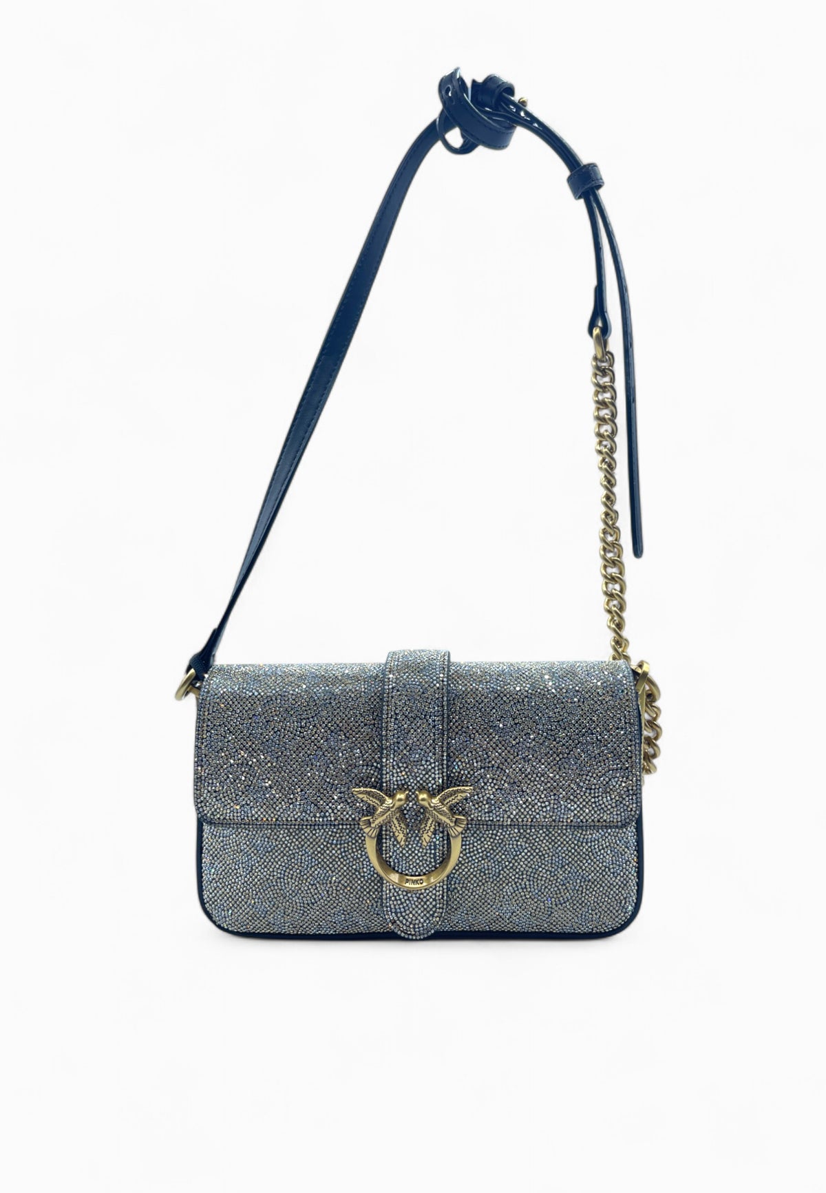 PINKO LOVE ONE SLOUCHY BABY BORSA ARGENTO-ORO