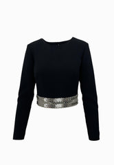 PINKO YANIRA TOP CREPE NERO