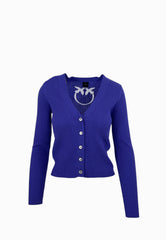 PINKO NEW TILACINO CARDIGAN LOGO PURPLE