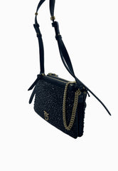 PINKO DOUBLE MINI FULL STRASS BORSA NERO