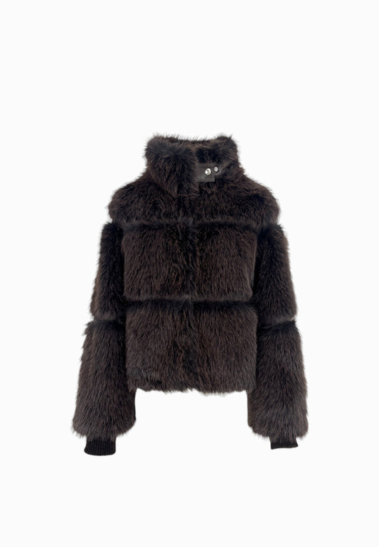 PATRIZIA PEPE ECOPELLICCIA CORTO CIOCCOLATO