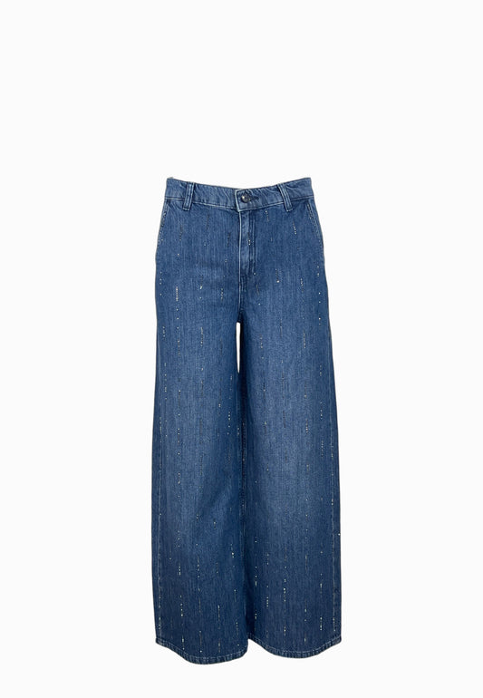 LIU-JO JEANS FLARE FULL STRASS BLUE