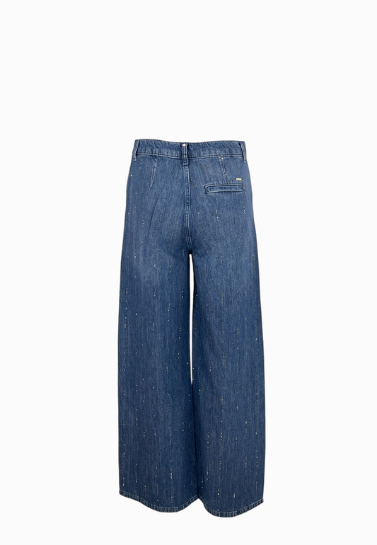 LIU-JO JEANS FLARE FULL STRASS BLUE