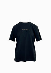 PINKO STRPITOSO T-SHIRT LOGO NERO