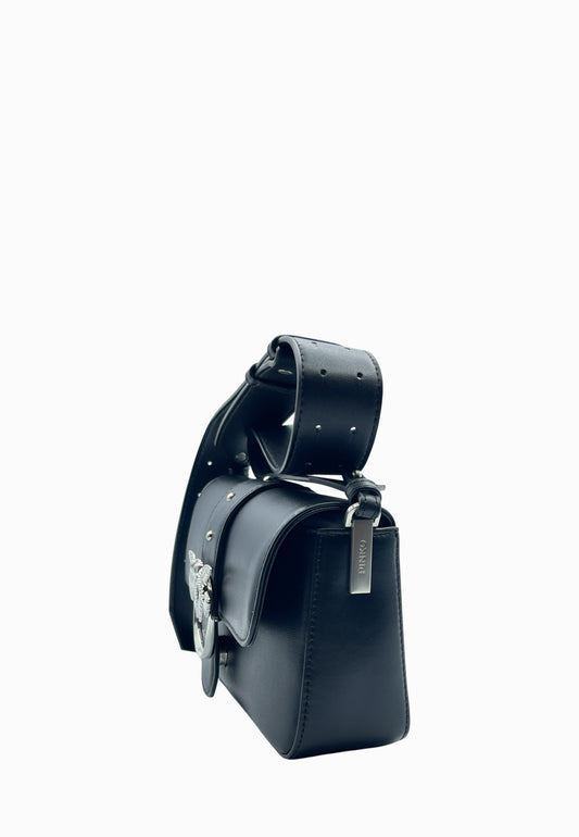 PINKO LOVE MINI SLOUCHY BORSA NERA ARGENTO